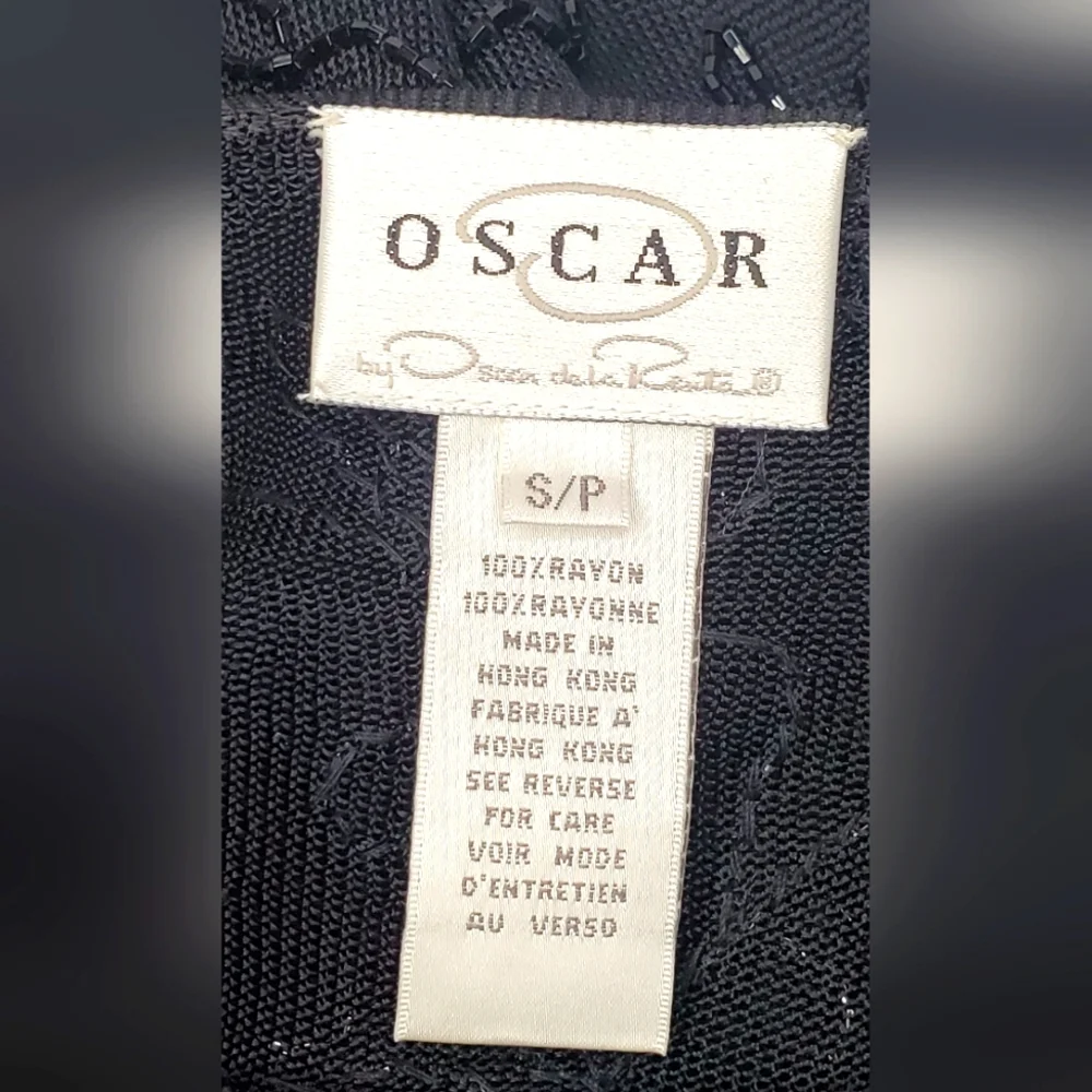 Oscar de la Renta Black Embellished Short Sleeve Top - Knit  Beaded - Picture 10 of 10